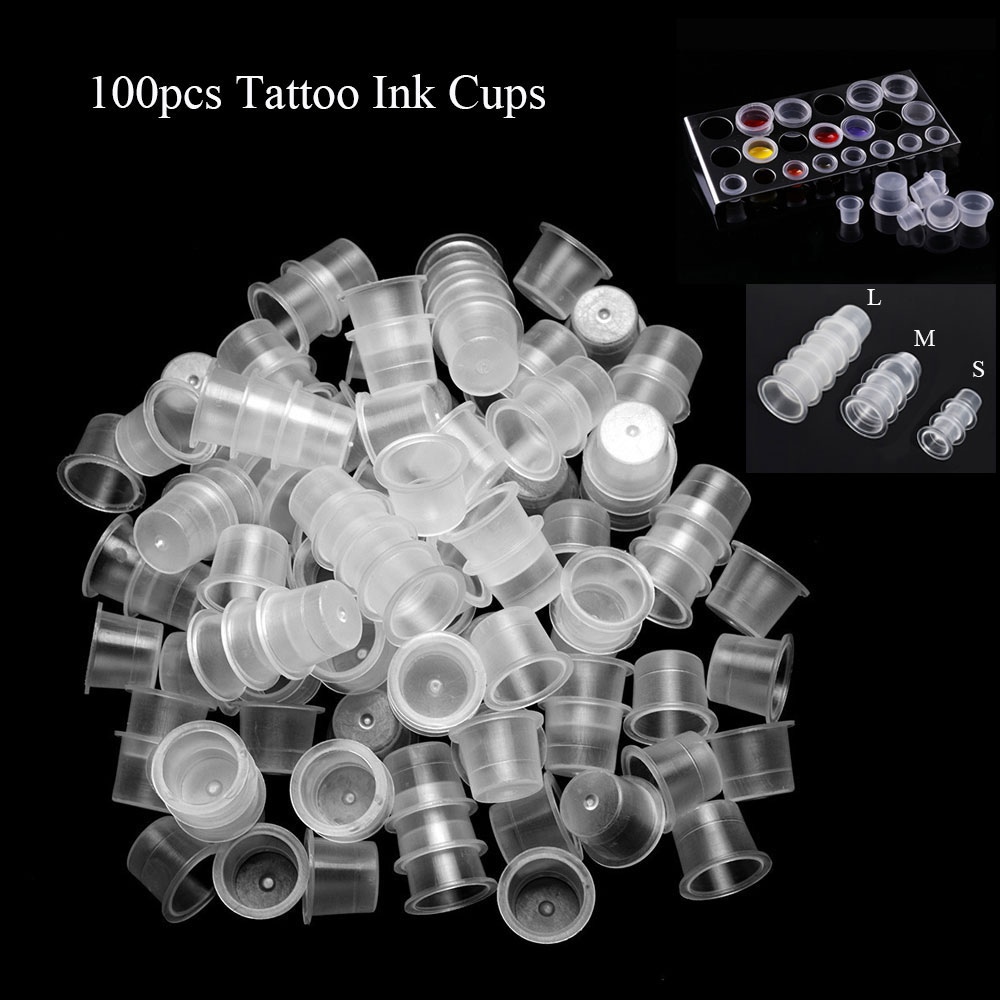 Calligraphy Ink Bottle - 100 buah cangkir pigmen tato transparan