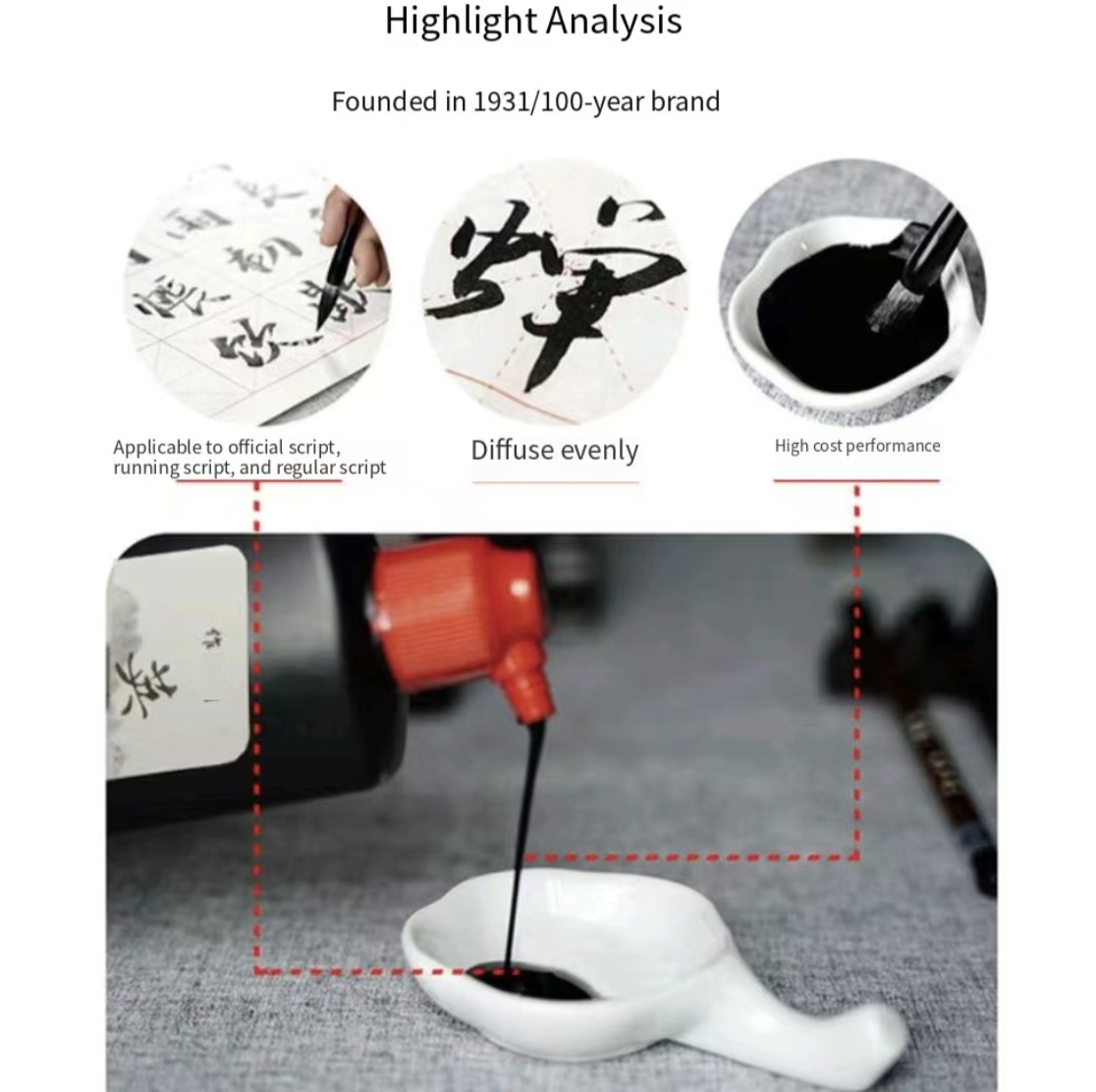 Tinta Kaligrafi Cina Hitam Cai - Calligraphy Ink Bottle ulasan dan harga