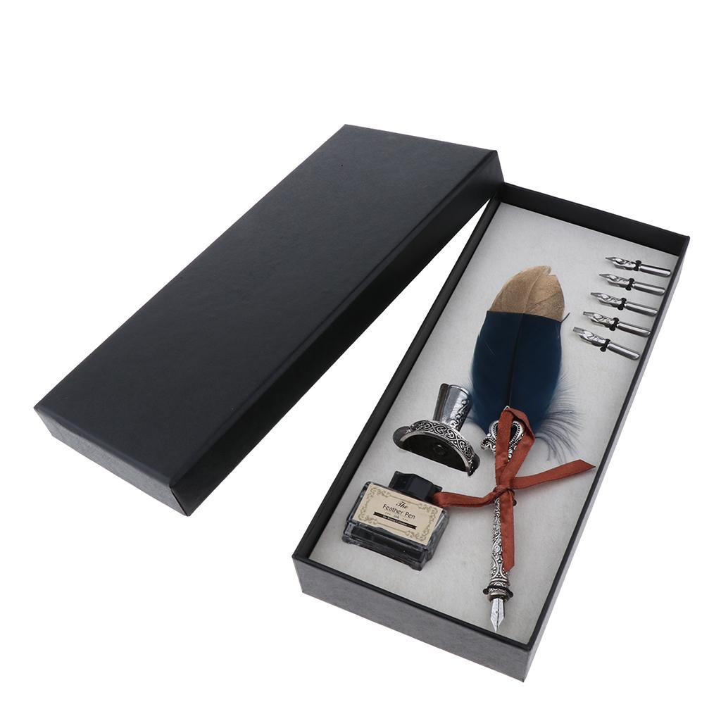 Set Pena Antik dengan Bulu unt - Calligraphy Ink Bottle ulasan dan harga